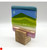 Small Blockscape Sculpture of Landscape Panel Made with Blue, Green & Pink Fused Glass by Harmonies in Wood SOLD