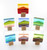 Small Blockscape Sculpture of Landscape Panel Made with Blue Fused Glass by Harmonies in Wood SOLD