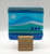 Small Blockscape Sculpture of Landscape Panel Made with Blue Fused Glass by Harmonies in Wood SOLD