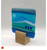 Small Blockscape Sculpture of Landscape Panel Made with Blue Fused Glass by Harmonies in Wood SOLD