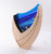 Ash Nipper Sculpture with Smoked Carved 'Arc' Detail and Inlaid, Fused Glass Panel in Blue by Harmonies in Wood SOLD