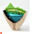  Sycamore Valley Sculpture with Fused Glass Panel in Blue and Green by Harmonies in Wood  SOLD