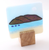 Small Blockscape Sculpture with Fused Glass Sea Panel by Harmonies in Wood SOLD