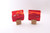 Blockscape Sculpture with Landscape Panel in Red Fused Glass by Harmonies in Wood SOLD