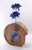 Burr Elm Mini Porthole Vase with with Blue Fused Glass Discs by Harmonies in Wood