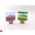 Blockscape Sculpture with Fused Glass Landscape Panel in Green by Harmonies in Wood SOLD