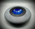 Smoked & Limed Ash Orb with Blue Fused Glass Insert by Harmonies in Wood