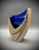 Sycamore Nipper Sculpture with Fused Glass Panel in Blue by Harmonies in Wood SOLD