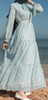 Dress Lined Floral Blue tie detail on sleeve