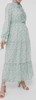 Dress Lined Floral white & Green with tie