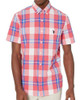 Men Shirt Short Sleeve Button Down US Polo Plaid Pink