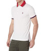 Men Shirt Polo US Polo White, Red collar slim fit