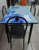 GLASS DINING TABLE A31-M24-2 WITH 4 CHAIR SET BLUE FLOWERS