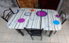 GLASS DINING TABLE SA4 WITH 4 CHAIR SET PURPLE BUBBLE