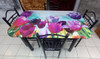 GLASS DINING TABLE SA21 WITH 4 CHAIR SET PINK FLOWER