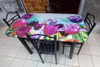 GLASS DINING TABLE SA21 WITH 4 CHAIR SET PINK FLOWER