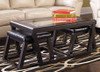 Coffee Table with Stools Signature Design by Ashley Kelton Glass Top  3pc set Espresso T592-1