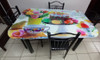 GLASS DINING TABLE AYT26 WITH 4 CHAIR SET CAKE & TEA CUP