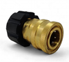 PRESSURE WASHER COUPLER BRASS M22 QUICK RELEASE TO TREAD 3/8" QD-14MM BLACK END