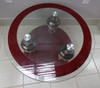 GLASS TABLE Y38C ROUND BROWN 30X19"
