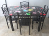 GLASS DINING TABLE AYT33 WITH 4 CHAIR SET HEARTS