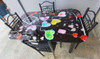 GLASS DINING TABLE AYT33 WITH 4 CHAIR SET HEARTS