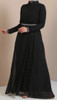 Dress Evening Lace & Chiffon With  Belt Blush / Black