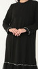 Gown Abaya Pearls Tiered bottom Black