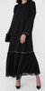 Gown Abaya Pearls Tiered bottom Black