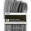 PARTY PLASTIC CUTLERY 18PCS PACK UNIQUE 6 OF EACH KNIFE - FORKS - SPOONS