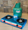 GAS MASSY & STOVE KIT 2 BURNER HOME STAR HS002-BBA TABLE MODEL + 20LBS GAS BOTTLE + GAS + ADAPTOR + HOSE + 2 CLIPS