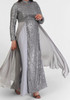 Dress Evening Silver Grey Plus Size