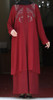 Gown Abaya Burgandy Stone