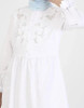 Dress White Tie Sleeve Embroidered