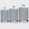 LUGGAGE SUITCASE TUCCI Italy 3PCS SET STORTO T0324-03PC-SILWT 20" + 24" + 28" ABS HARD COVER 4 WHEEL SPINNER SILVER WHITE