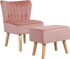 Accent Chair w/Ottoman Footrest Pink / Turquoise