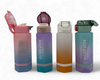 WATER BOTTLE 6662P TWO TONE PLASTIC 800ML 8 X 22.8CM LARGE / Green Cap