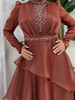Dress Evening Organza Rust / Silver / Sage