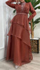 Dress Evening Organza Rust / Silver / Sage