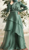 Dress Evening Organza Rust / Silver / Sage