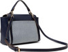 Bag Anne Klein  Satchel Color Blocked Canvas Flap Tan / Navy