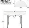 TABLE FOLDING PLASTIC WHITE AC-ZY122 4FT 2 HALF ROUND 48" X 29"