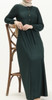 Gown Abaya Plain Button Mauve / Green