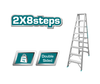 LADDER 8 STEP ALUMINIUM TOTAL THLAD01081 DOUBLE SIDE