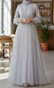 Dress Evening Occasion Tulle Grey