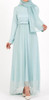 Dress Evening Lined Sparkle with Bow Belt Mint / Blue