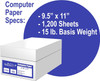 COMPUTER PRINTER PAPER ALLIANCE 9 1/2" X 11 3-PLY 91193 1200PCS PREMIUM CARBONLESS WHITE CANARY PINK