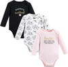 Baby Bodysuit Hudson Long Sleeve 3pc Pink Black