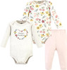 Baby Bodysuit Hudson Long Sleeve 3Pc w/Pants Hearts / Floral / Leopard