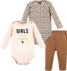 Baby Bodysuit Hudson Long Sleeve 3Pc w/Pants Hearts / Floral / Leopard
